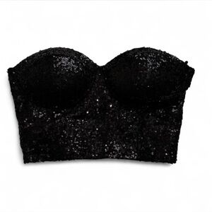 Vintage Y2K Charlotte Russe Black  Sequin corset Bustier top